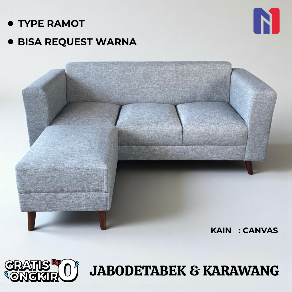 Sofa Retro 3 Dudukan + Puff / Sofa 3 Dudukan + Puff / Type Ramot