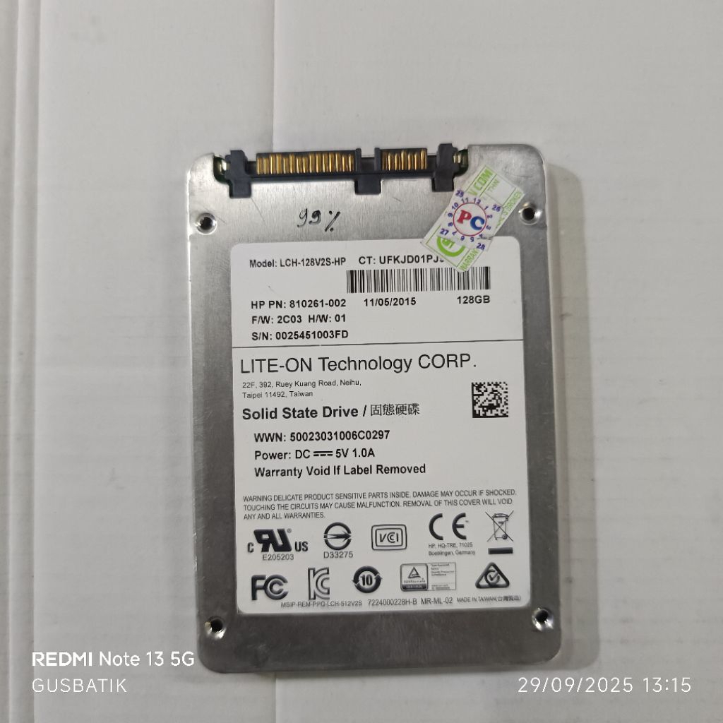 Ssd sata 2.5" 128gb Liteon bekas murah second original