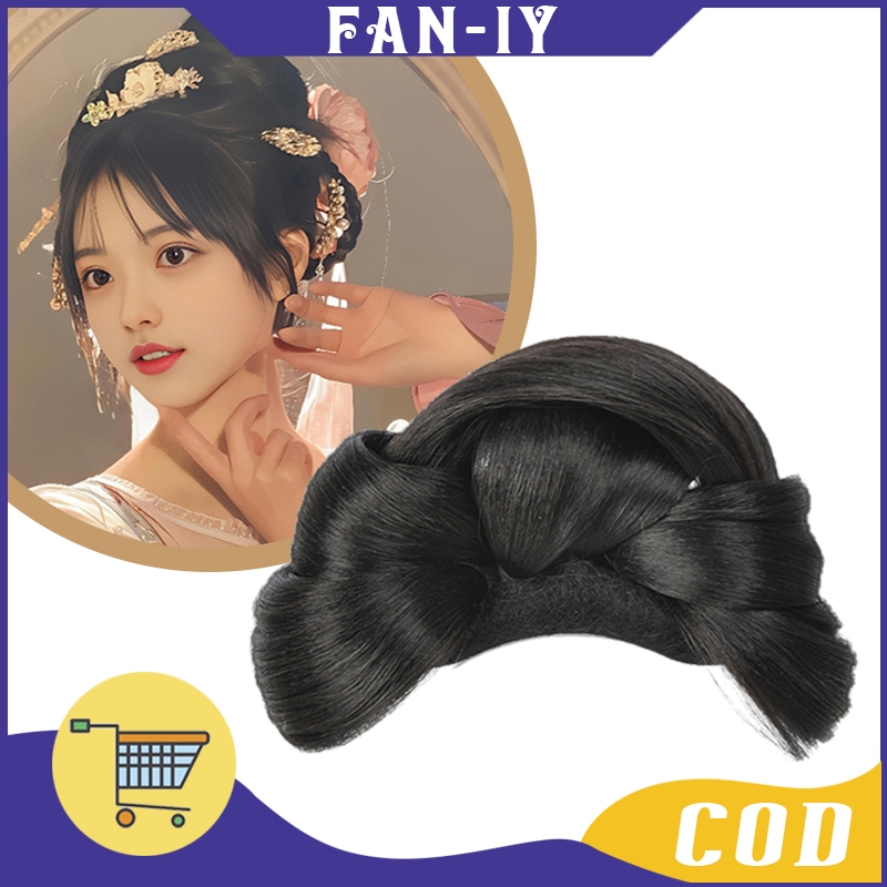 Sanggul Rambut China Tang Feng Concubine Bun Wig China Hanfu Wig Kostum Kuno Wanita