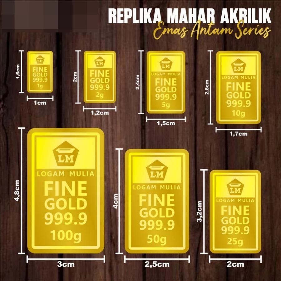 REPLIKA EMAS LOGAM MULIA [50 GR] - AKSESORIS / DEKORASI MAHAR - REPLIKA EMAS AKRILIK READY STOCK
