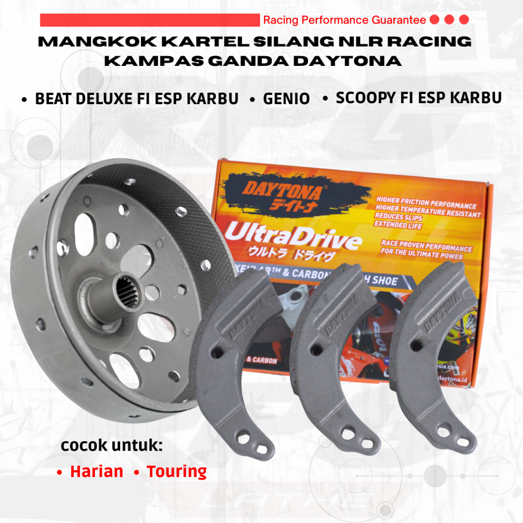 Mangkok Ganda Kartel + Kampas Ganda Daytona Kevlar Vario 160 Pcx  Beat Scoopy Beat fi  - Mio J Custo