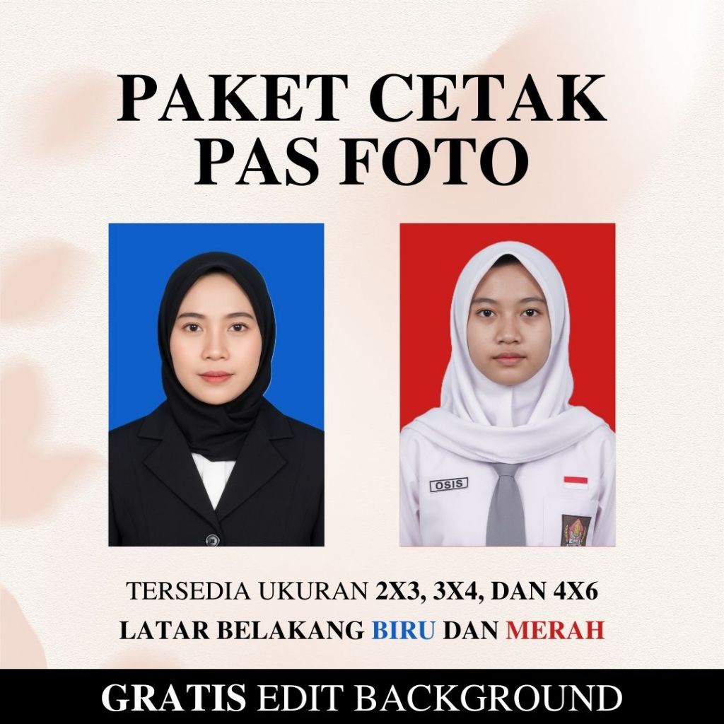 PAKET LENGKAP CETAK PAS FOTO BERBAGAI UKURAN BACKGROUND MERAH & BIRU
