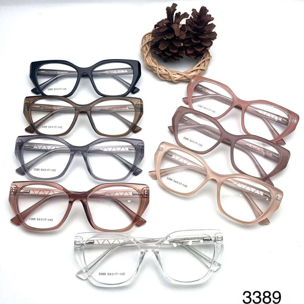 Frame kacamata paket lensa mines silinder plus kode 3389 size 54-17-145 terbaru