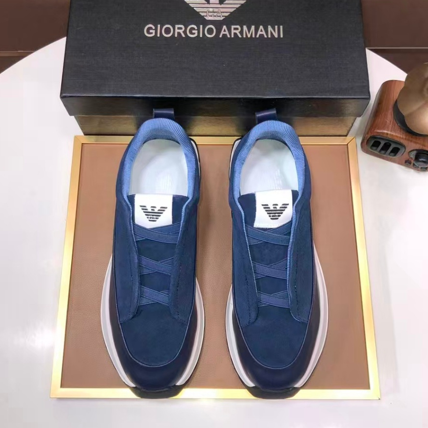 Armani's new casual shoes, men's leather sports shoes, fashionable running shoes