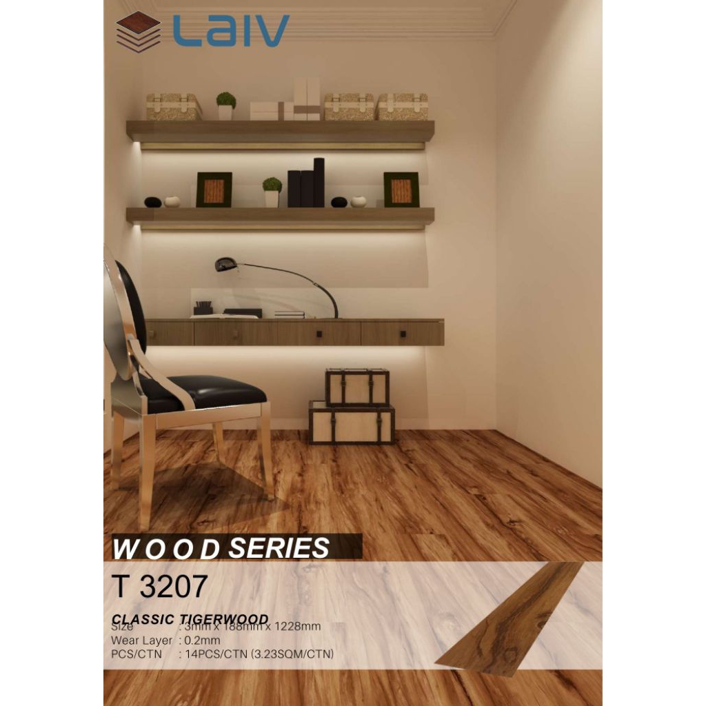 Lantai kayu vinyl 3mm Laiv T3207 per box