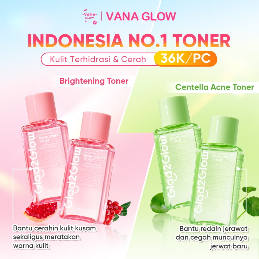【HOT SALE】Glad2Glow 80ml Toner-Pomegranate Niacinamide Brightening Toner Whitening Mencerahkan/Black