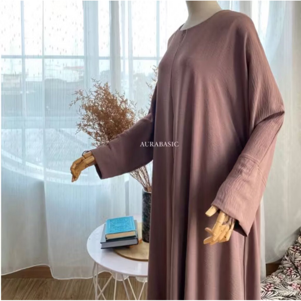 PL PRELOVED VERY BASIC VB ABAYA AURA BASIC CRINKLE MAUVE SET KHIMAR loose sidra malikah sister
