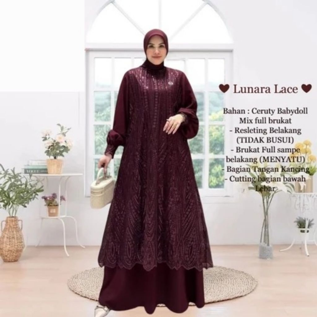 Innara Dress Baju Gamis Wanita Muslimah Terbaru Bahan Ceruty Babydoll Mix Borkat Premium Mewah Jumbo
