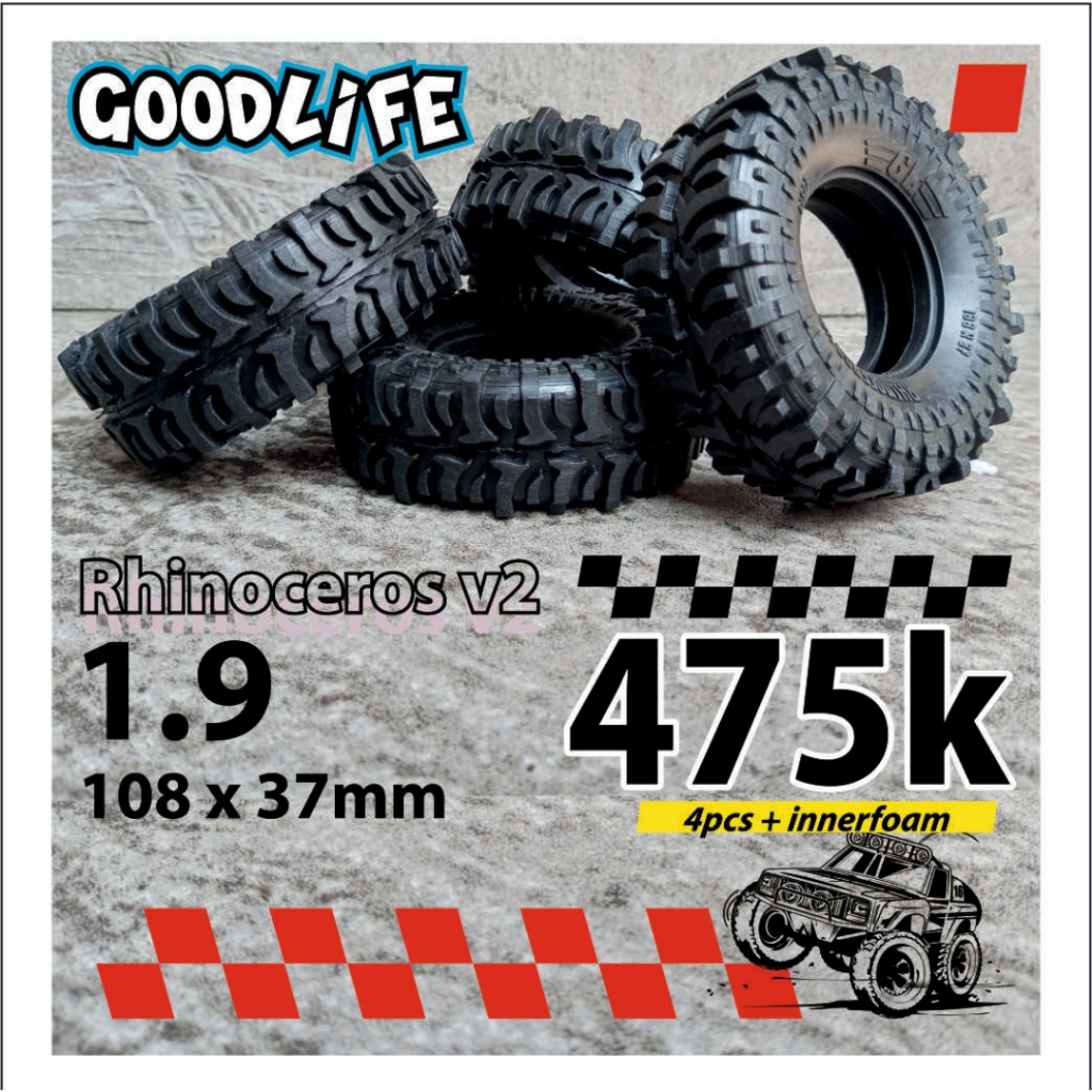 Ban RC Goodlife 1:10 1.9 Rhinoceros V2 OD 108mm Lebar 37mm, RC Adventure