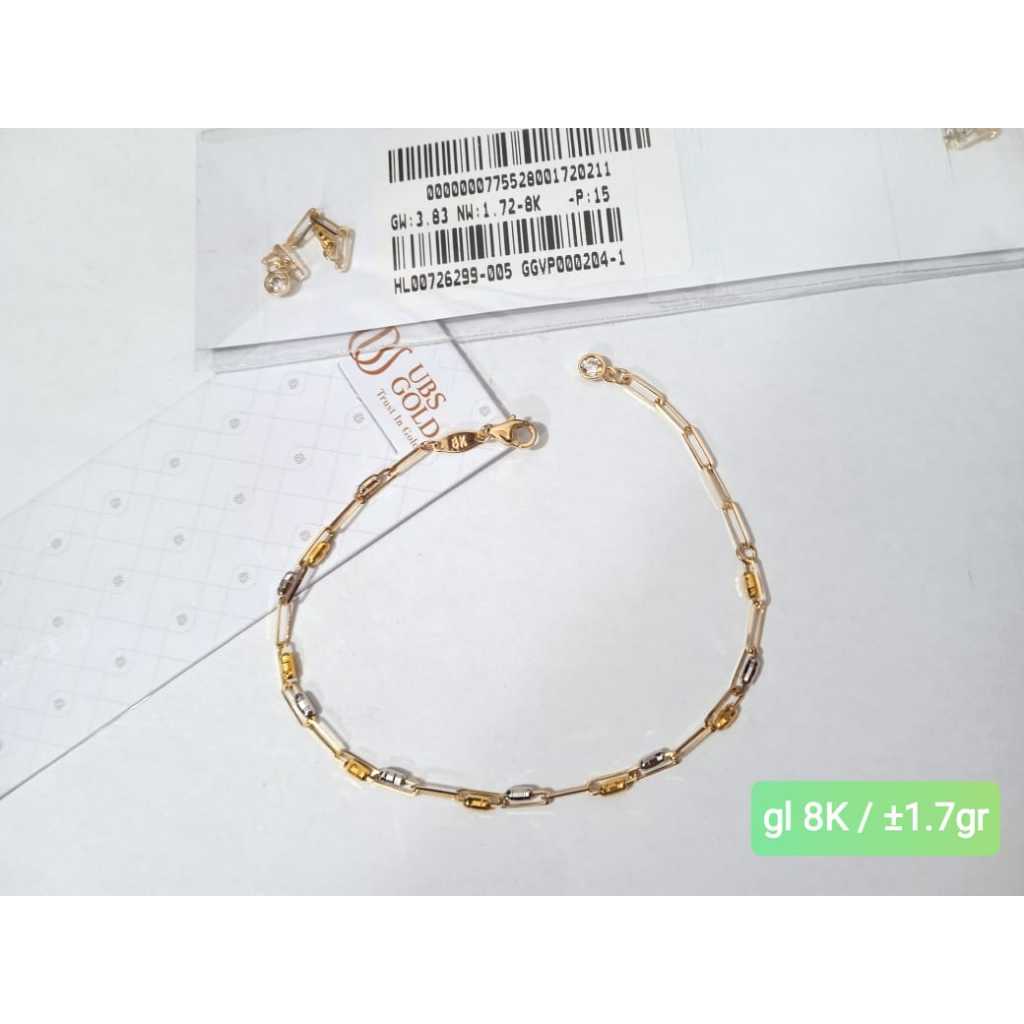0204 GELANG RANTAI PAPERLINA VARIASI BIJI PADI + ADJUSTABLE KADAR 375 8K