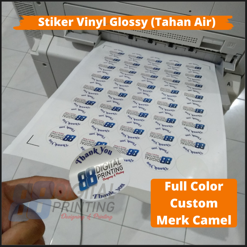 (PROMO CUTTING) Cetak Stiker Vinyl Glossy A3+ Waterproof / Print Sticker Vinyl Full Color