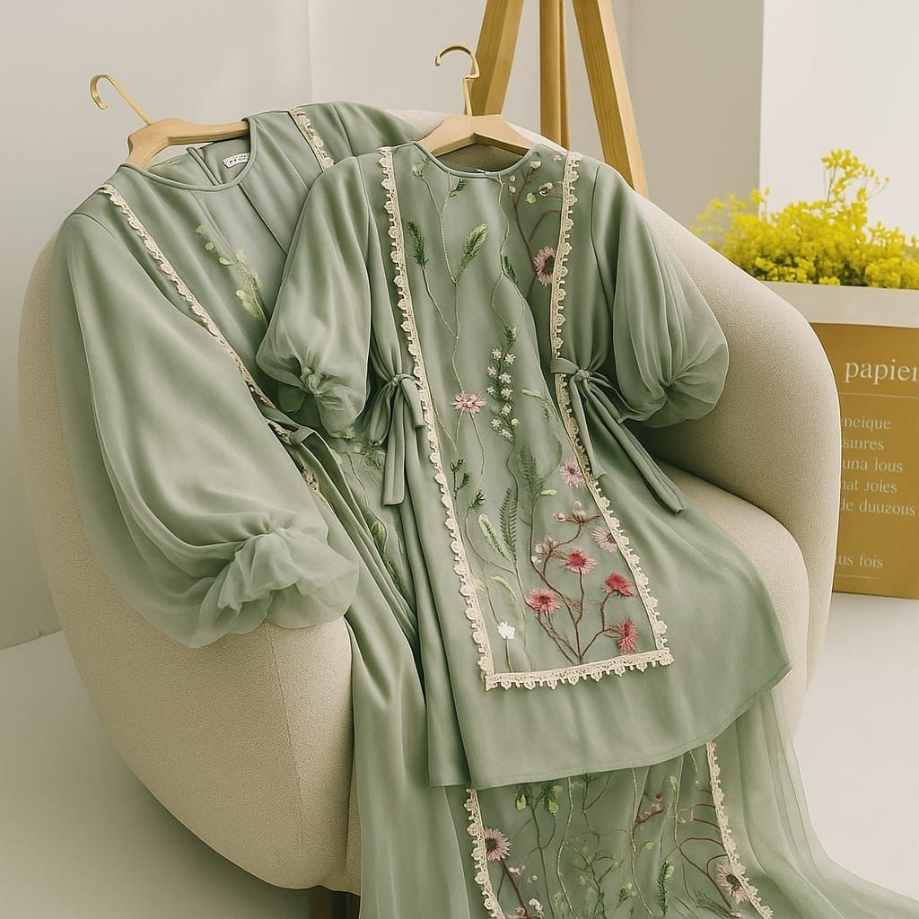 Floral Dress Sage Green ( Bisa Busui )