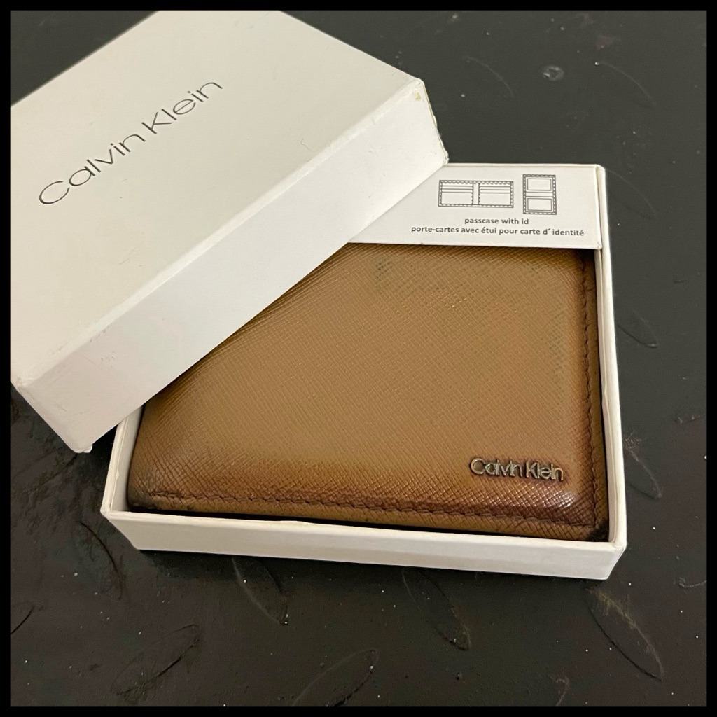 CALVIN KLEIN Wallet Dompet Kulit Pria Trifold Original Fullset