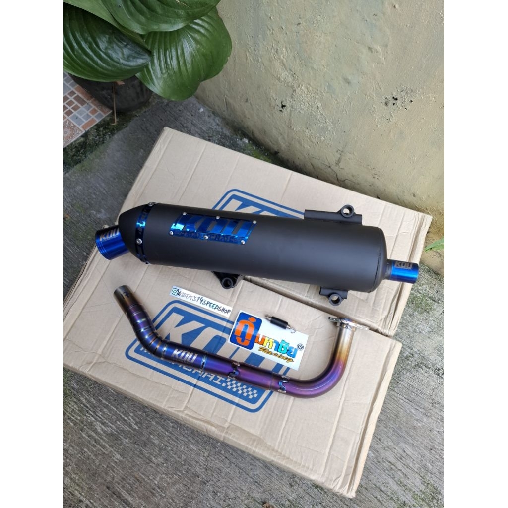 Knalpot KOU Mahachai Leher Open Titanium For PCX CBU 2014/2017, Vario 125 KZR/Led Old Original Thail