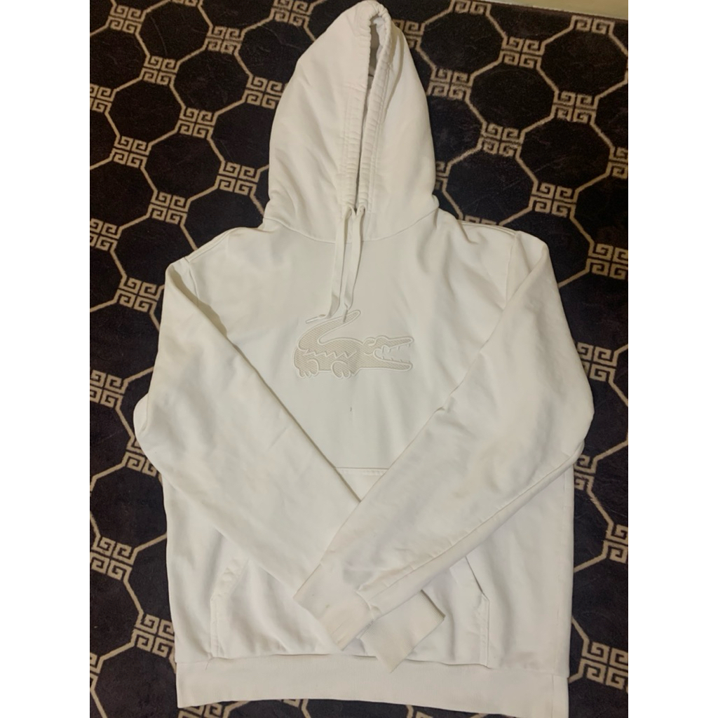 JACKET HODIE LACOSTE SECOND BIG LOGO BORDIR PUTIH