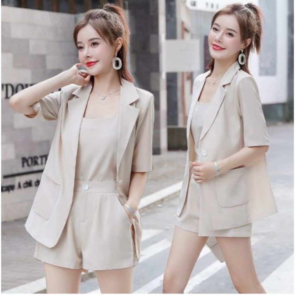 Blazer  Lengan Pendek Wanita Korea
