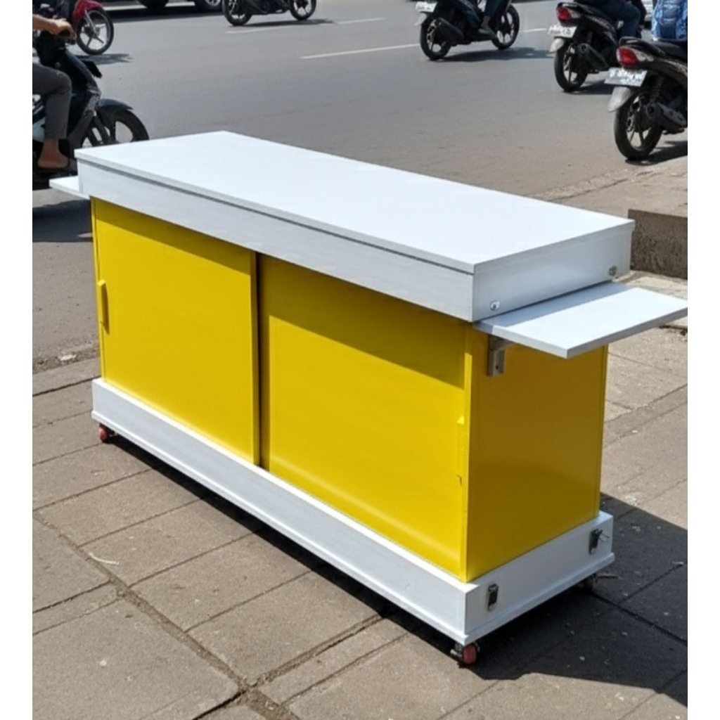 Booth Pintu Koper portable, Booth meja lipat portable event desk, booth dimsum es minuman kopi dll
