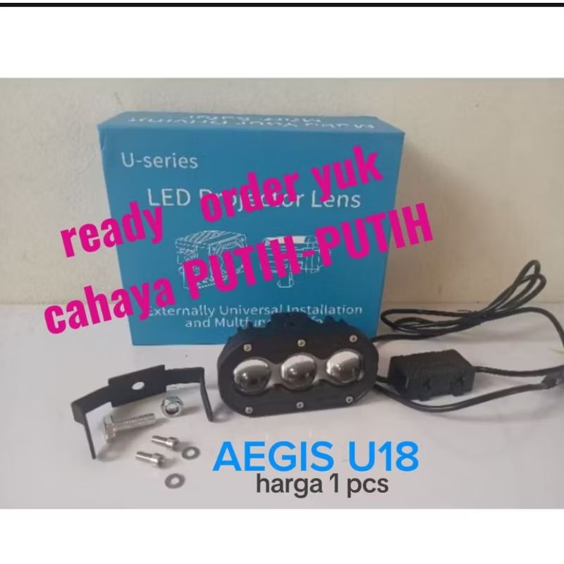 lampu LED sorot AEGIS U18 untuk motor dan mobil harga per -1 pcs( ready PUTIH PUTIH)