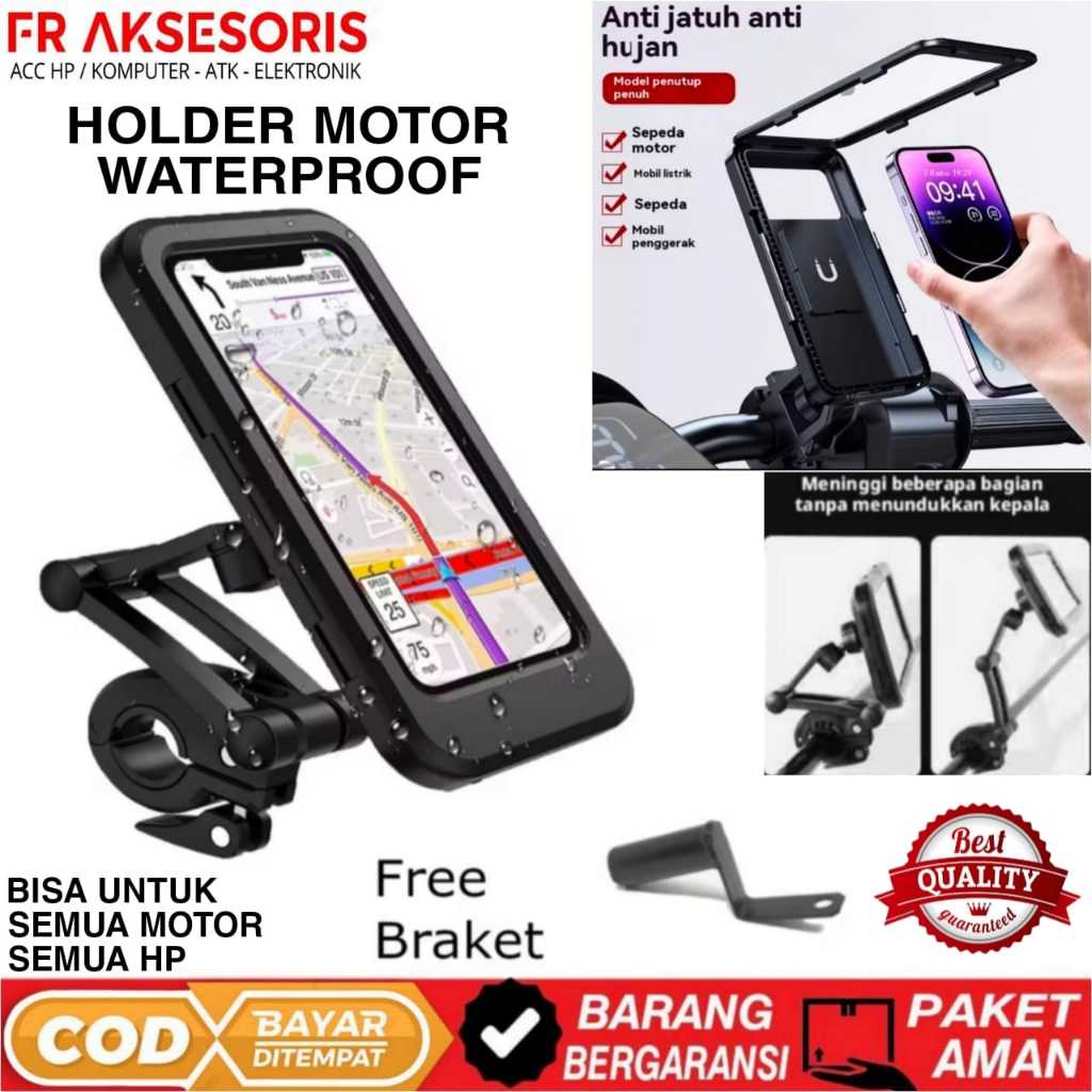 Holder Motor Waterproof Holder Hp Motor waterproof Dudukan hp Motor / Sepeda Stand HP motor Waterpro