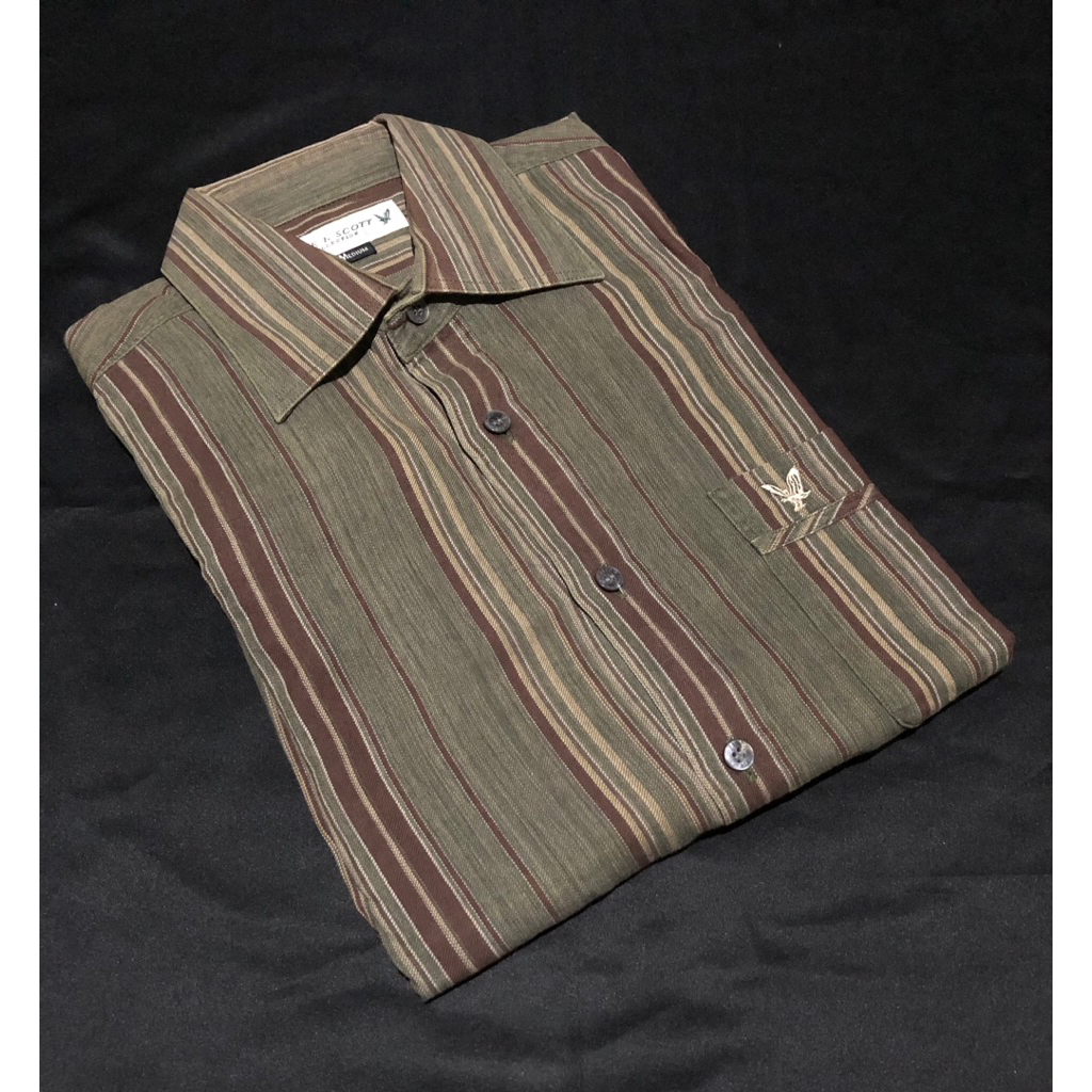 KEMEJA LYLE & SCOTT CASUAL STRIPE SINGEL POCKET SECOND ORIGINAL