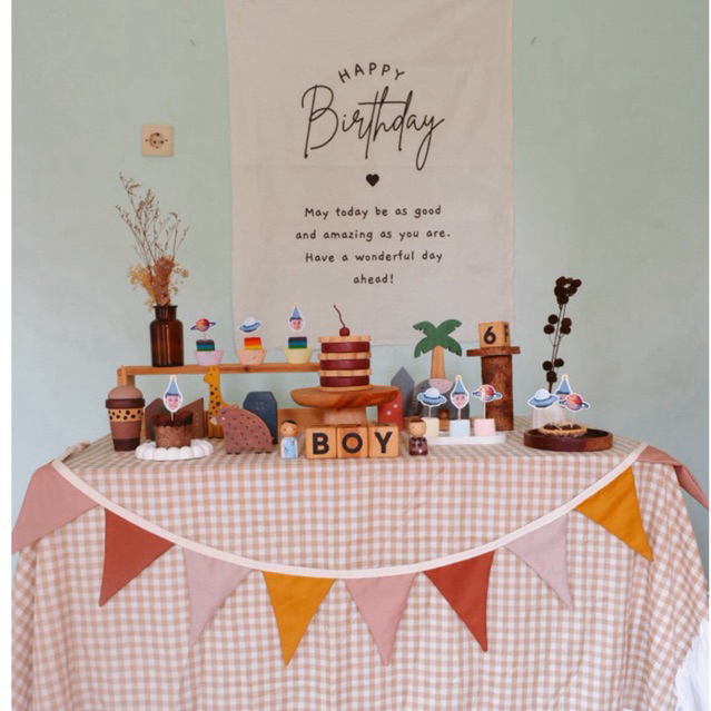 Wooddo Garland Flag Bendera Segitiga Dekorasi Ulang Tahun Dekor Kamar Anak