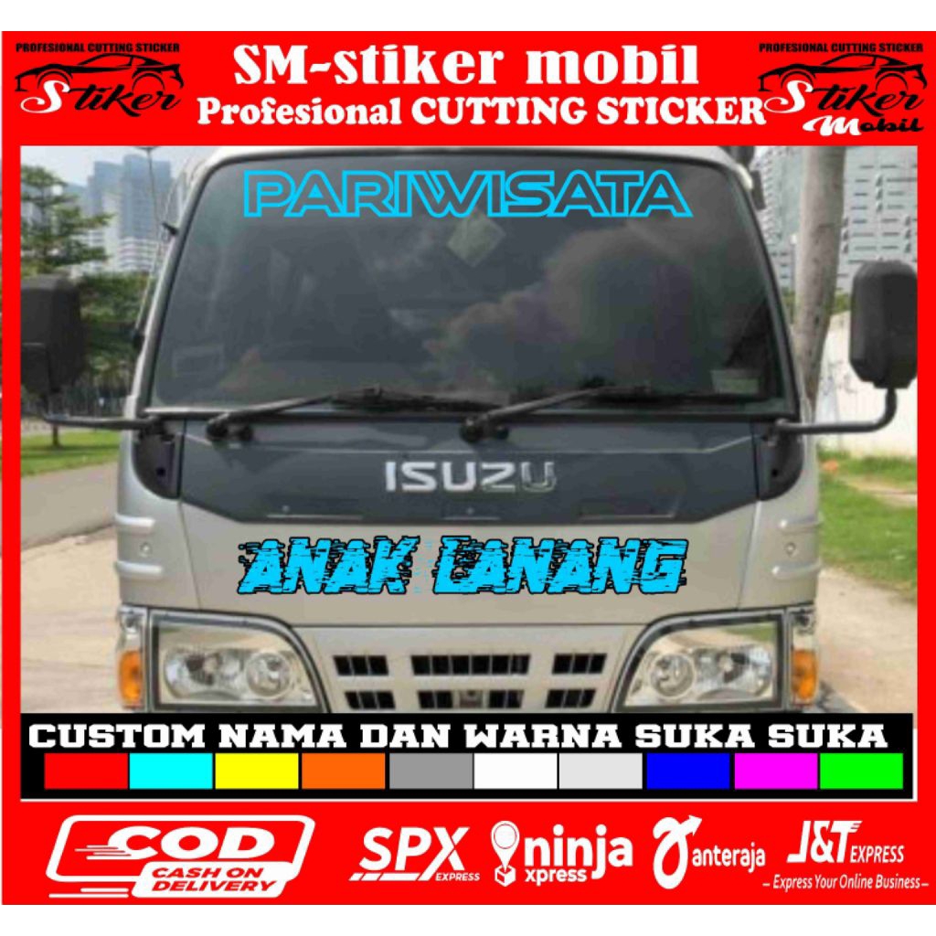 stiker mobil stiker kaca depan dan bumper stiker bus pariwisata