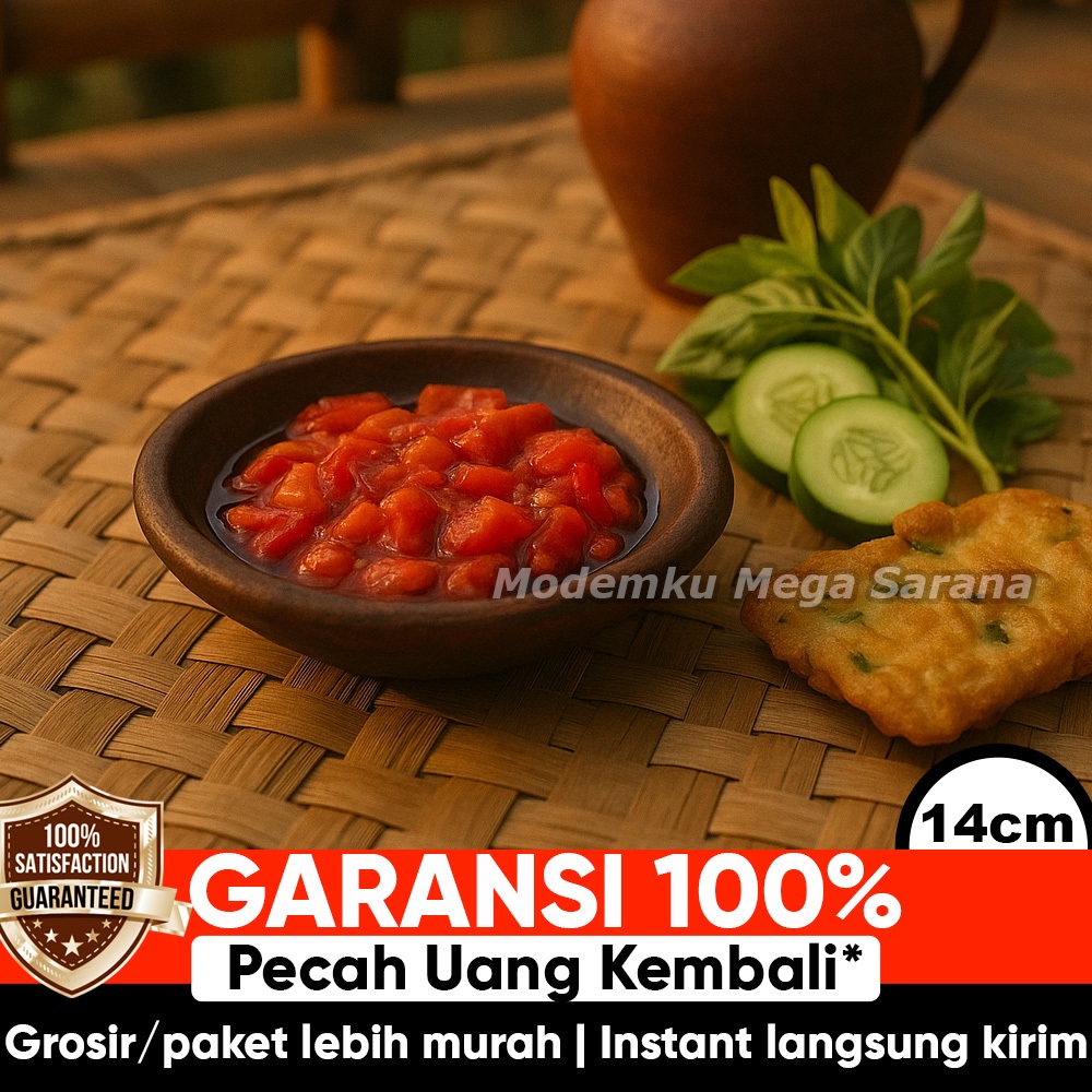 Gerabahku | Cobek Sambal Mini Tanah Liat Diameter 14 cm - Piring Tatakan Cowek Cawan Gerabah Kecil T
