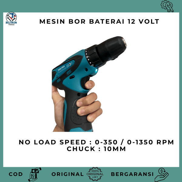 Mesin Bor Baterai 12 Volt Bor Tangan Cordless Drill Set Bor Batre Lengkap