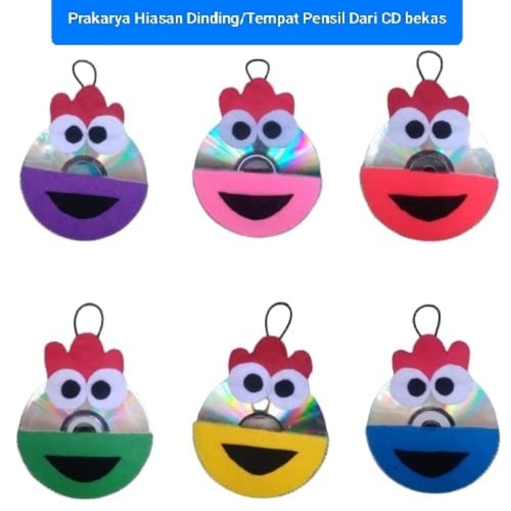 PRAKARYA/KREASI HIASAN DINDING/TEMPAT PENSIL DARI CD BEKAS
