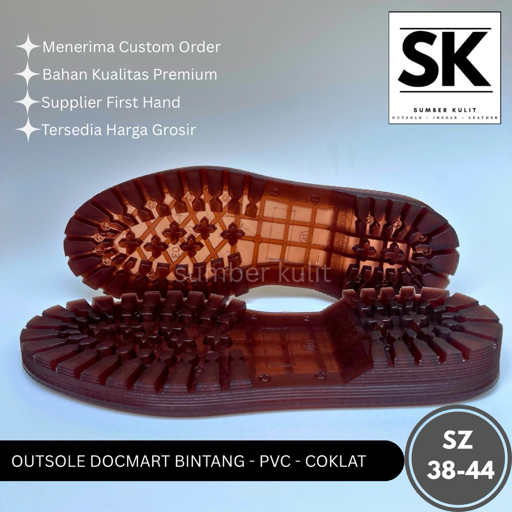SOL DOCMART BINTANG PVC / OUTSOLE DOCMART / SOL DOCMART PVC COKLAT / SOL SR 103 PVC COKLAT / SOL MIL