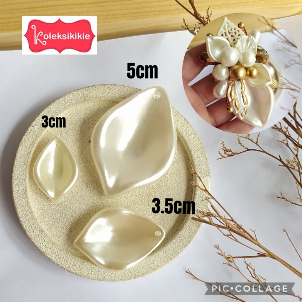 Manik Akrilik Daun Mutiara Oval | per 20 gram