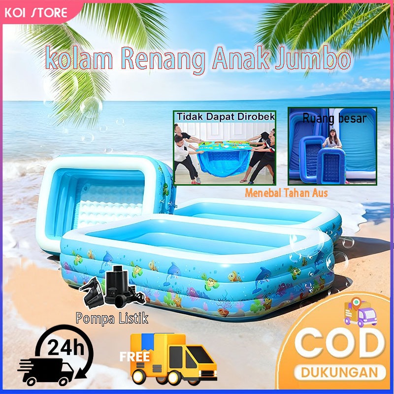 Kolam Renang Anak Jumbo 3 Ring Kolam Bola Bak Mandi Anak Renang Portable Inflatable Swimming Pool