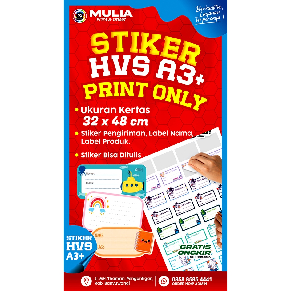 Cetak Stiker HVS A3+/Stiker Label/Stiker QUANTAC HVS A3+