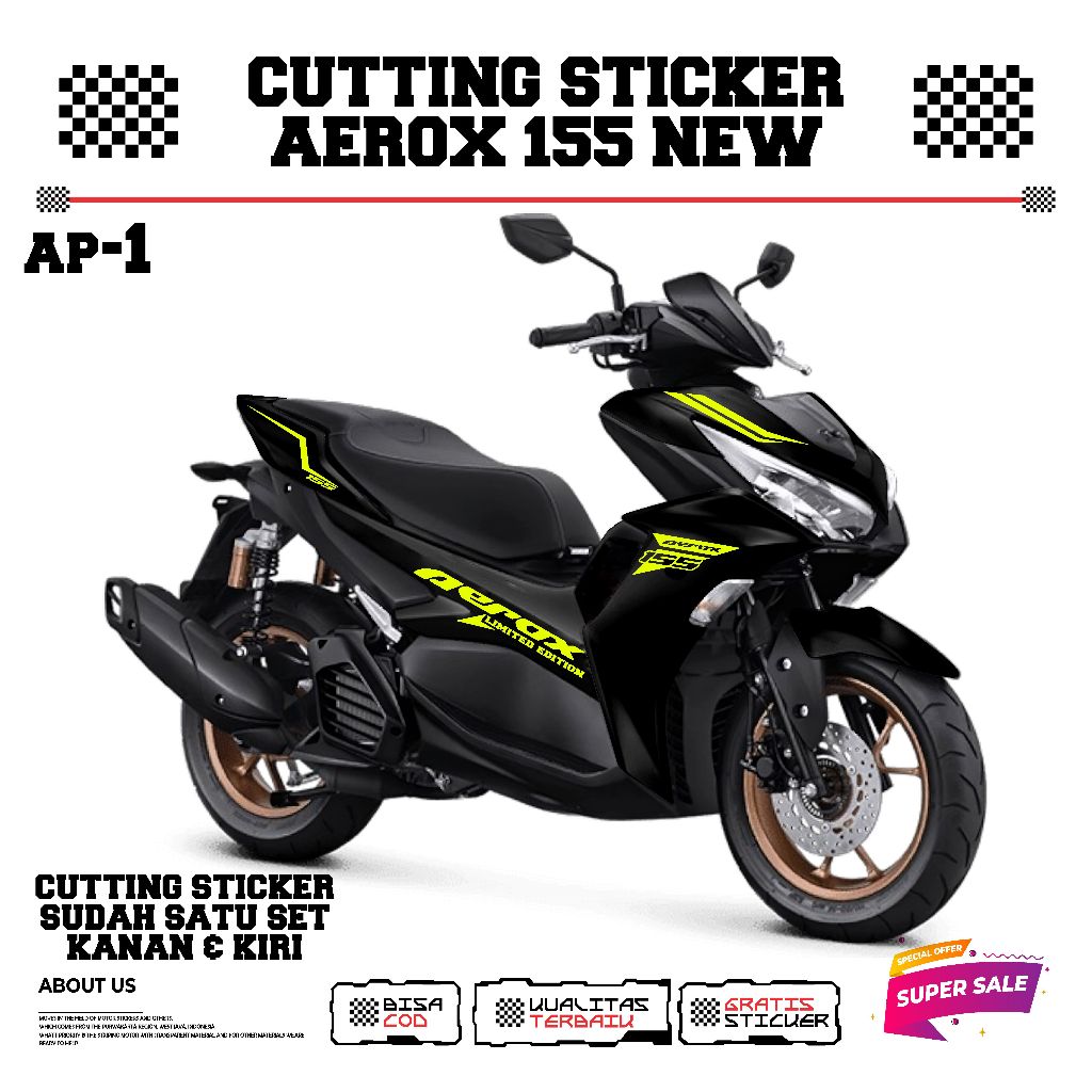 CUTTING STICKER VARIASI AEROX 155 NEW LIS MINIMALIS SIMPLE KEREN CUTTING STICKER AEROX