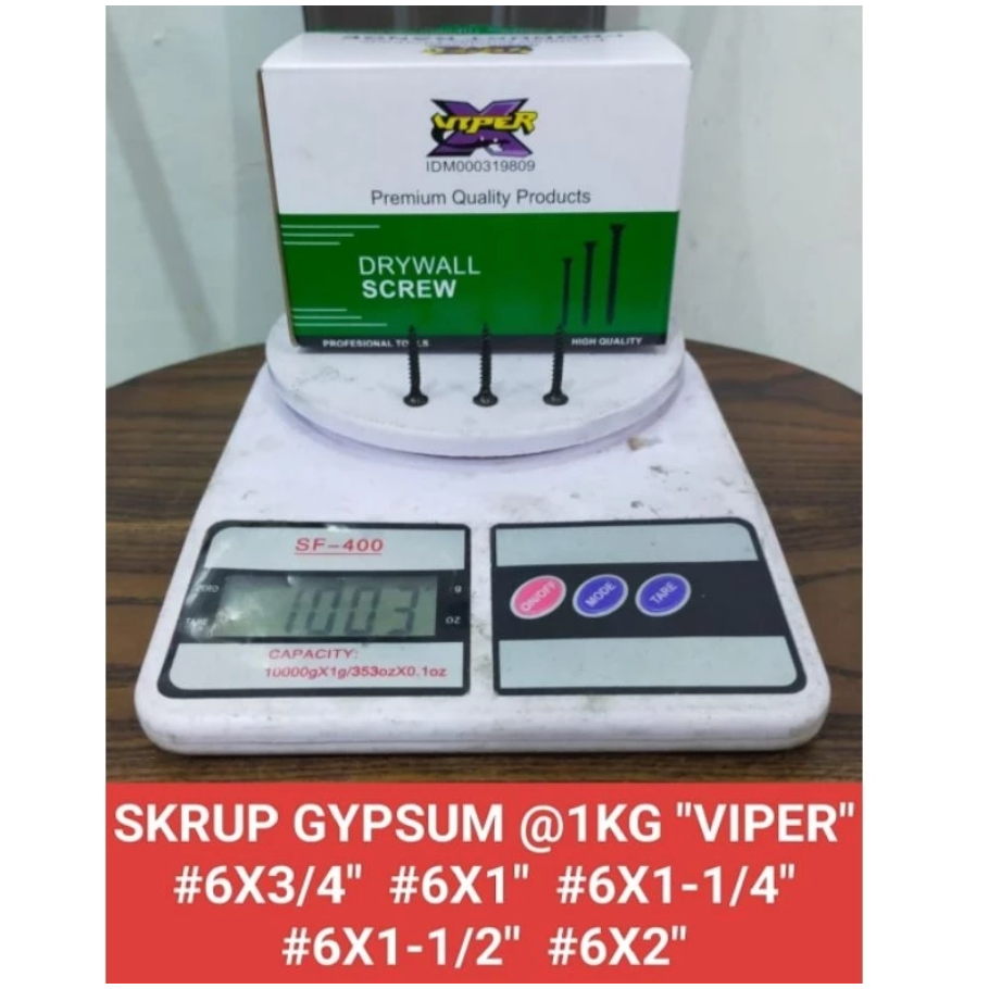 1KG VIPER SKRUP GYPSUM 2cm 2,5cm 3cm 4cm 5cm 7cm Baut Sekrup Baja Gypsum Gipsum