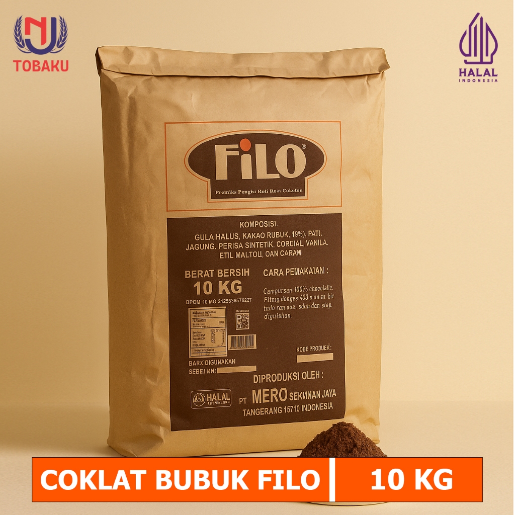 COKLAT BUBUK MANIS FILO UNTUK ISIAN ROTI KEMASAN 10 kg | PREMIKS PENGISI ROTI RASA COKLAT
