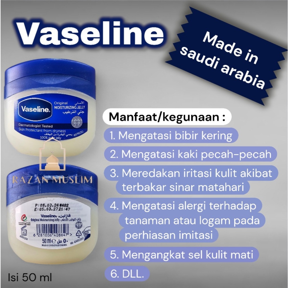 Vaseline Moizturaizing Jelly 50ml Asli Original Arab Saudi