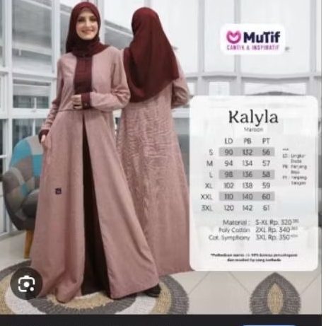 gamis Mutif Kalyla maroon