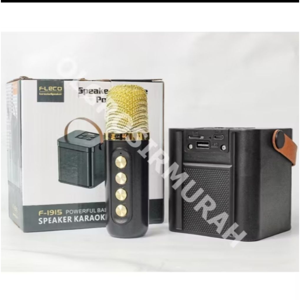 Dpeaker Karaoke porttable Fleco F-1915 New Bluetooth power full Bass boost bonus mic wireless Terlar
