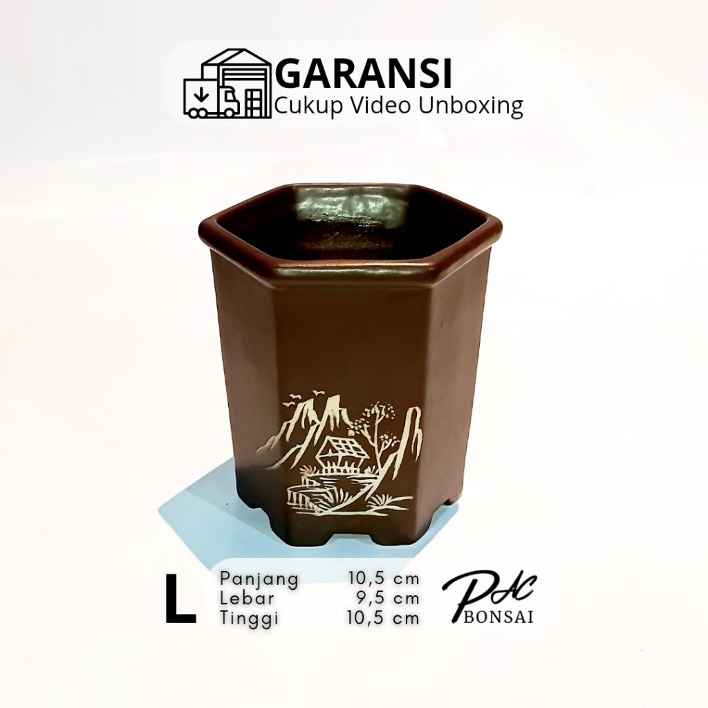 Liceriashop17 Pot Bonsai Keramik Segi Enam Berkualitas Sukulen Kaktus Bonsai Air Terjun Cascade