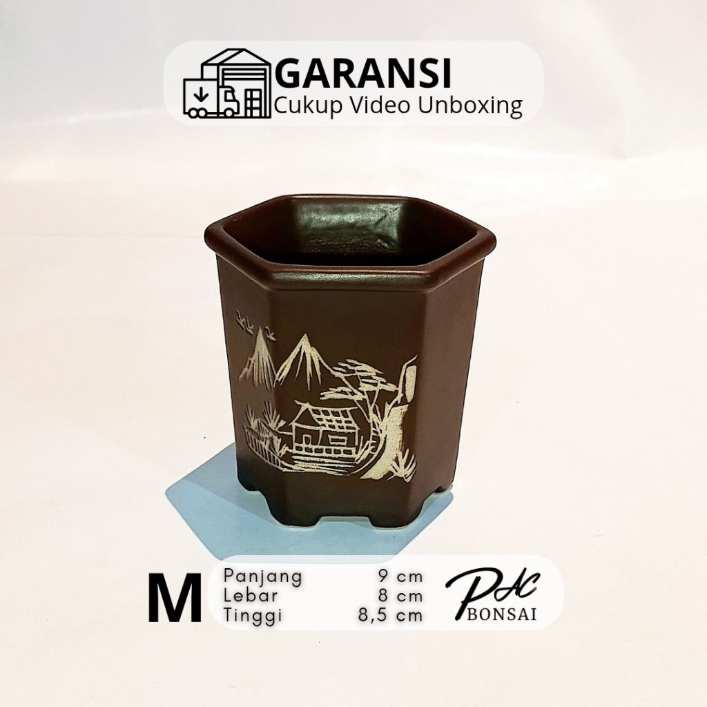 PREMIUM Pot Bonsai Keramik Segi Enam Berkualitas Sukulen Kaktus Bonsai Air Terjun Cascade