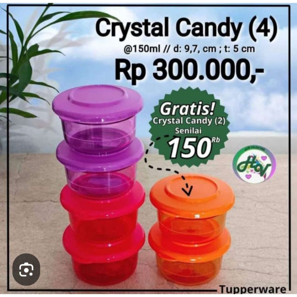 crystal candy tupperware (6pcs) mangkok kristal pakai tutup kecil mangkuk soup kecil
