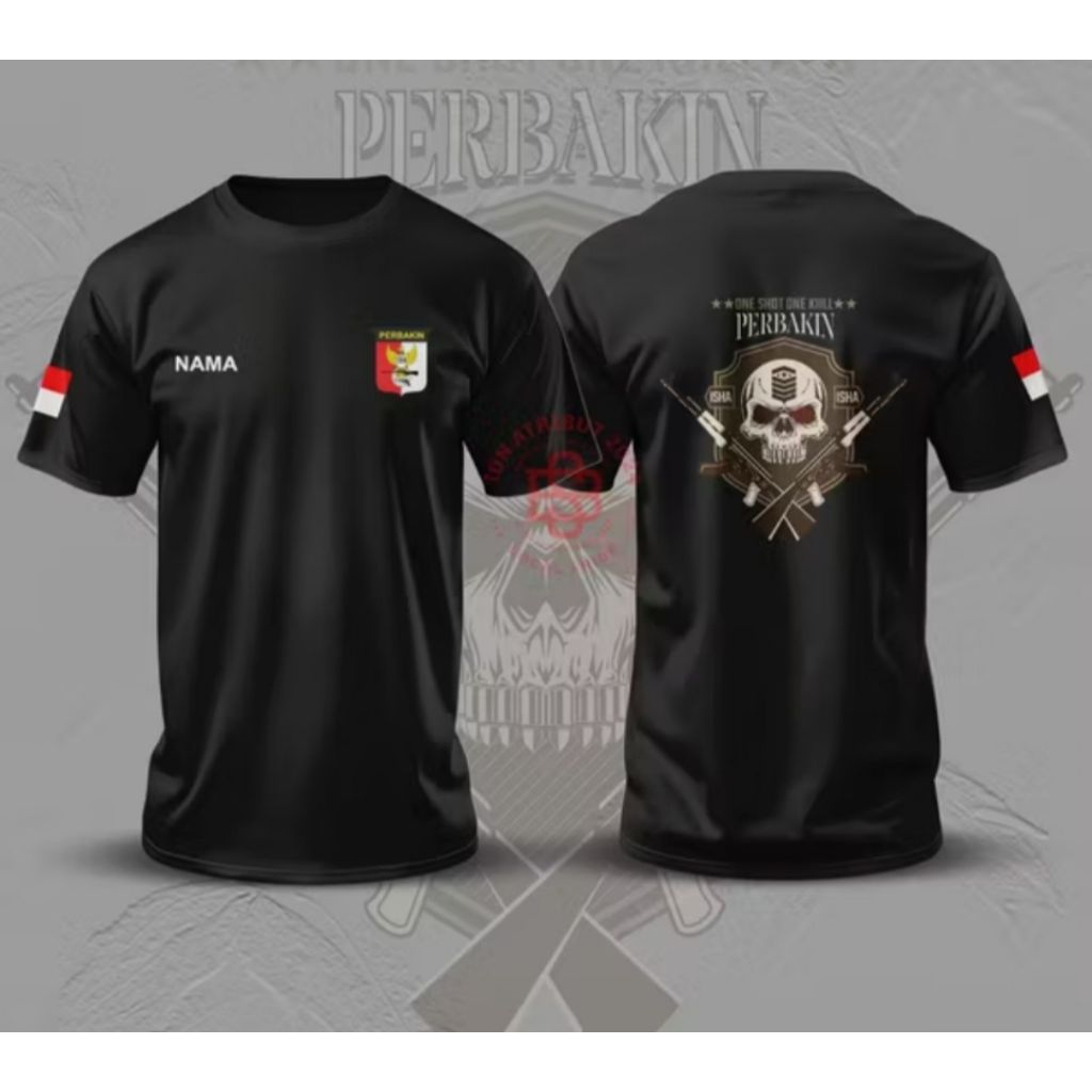 Kaos Hitam Perbakin Desain Senjata Free Nama Kaos Unisex