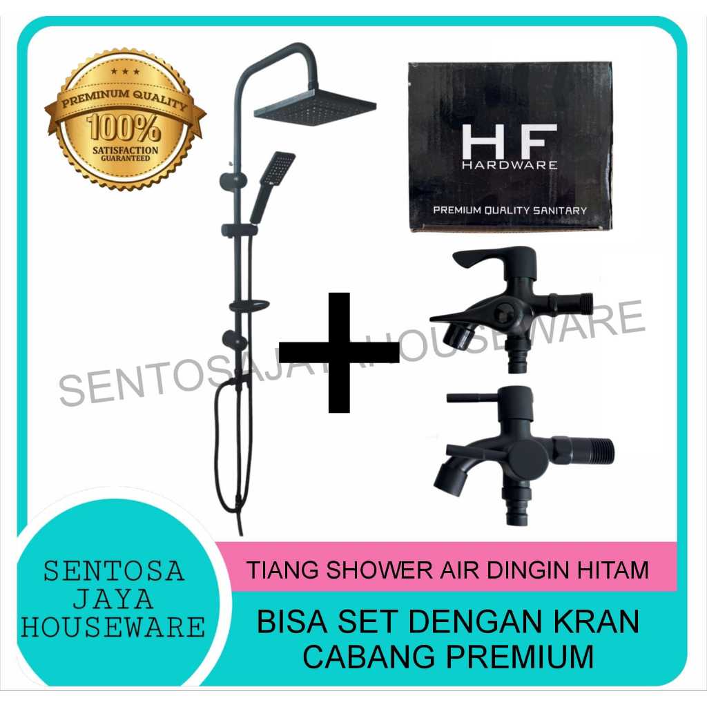 SHOWER TIANG SET HAND WALL SHOWER AIR DINGIN / TIANG SHOWER HITAM