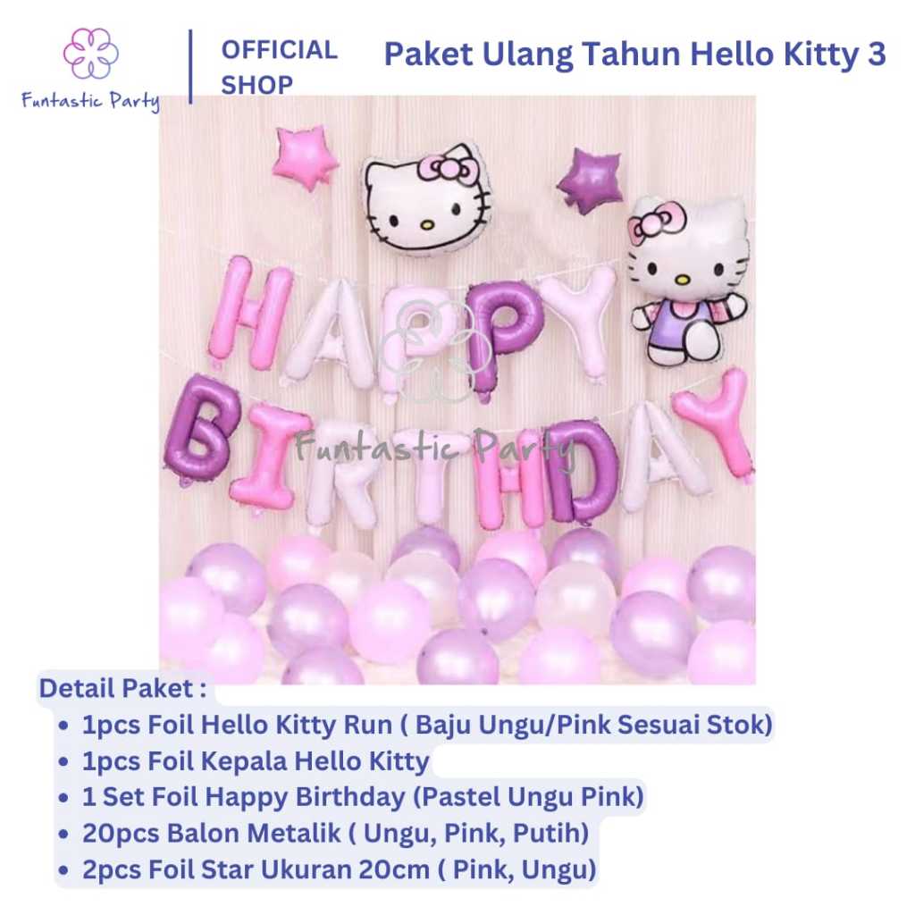 DEKORASI ULANG TAHUN HELLO KITTY 03 / PAKET ULANG TAHUN HELLO KUCING