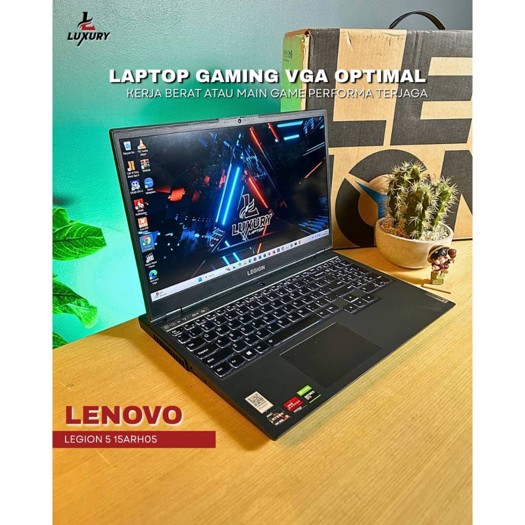 LAPTOP LENOVO LEGION 5 15ARH05 SLIM RYZEN 5 4K NVIDIA GTX 1650TI RAM DDR4 SSD BACKLIGHT SECOND