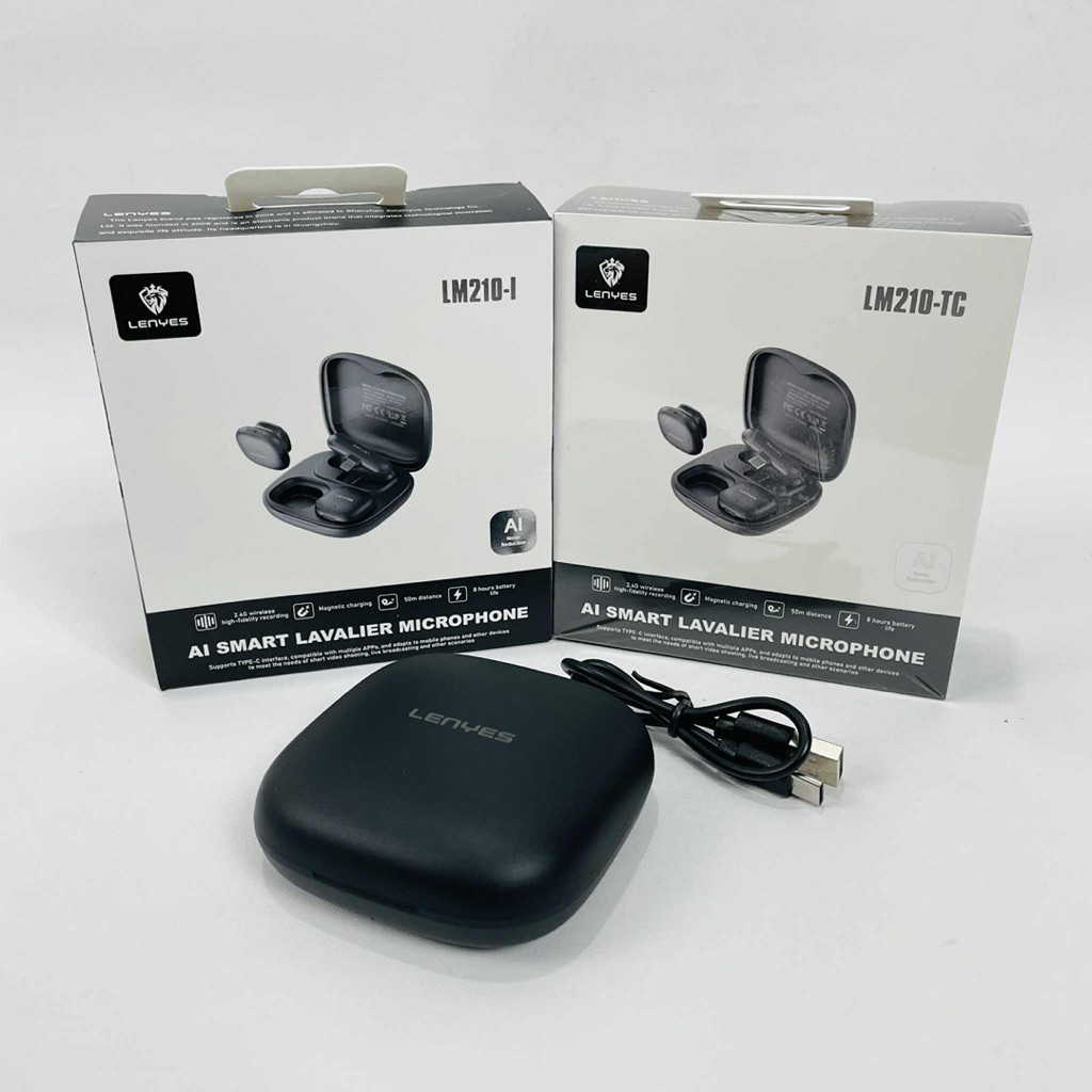 LENYES LM210 Clip On Mic HP Wireless Microphone Bluetooth Portable Vlog Live Stream Streaming