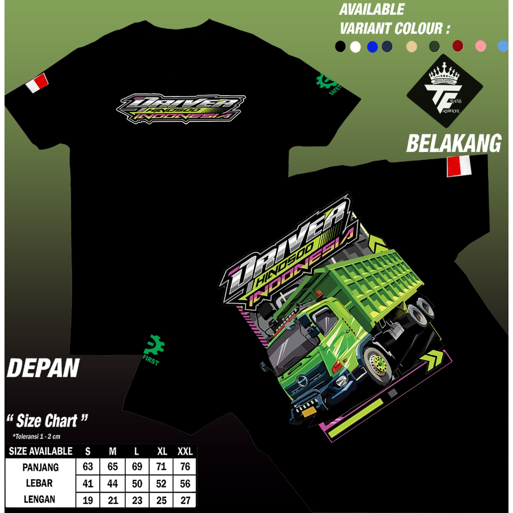 Trans Fashion Kaos Truck Driver Hino 500 Indonesia - Bahan Premium Quality - Kaos Driver Muda - Coco
