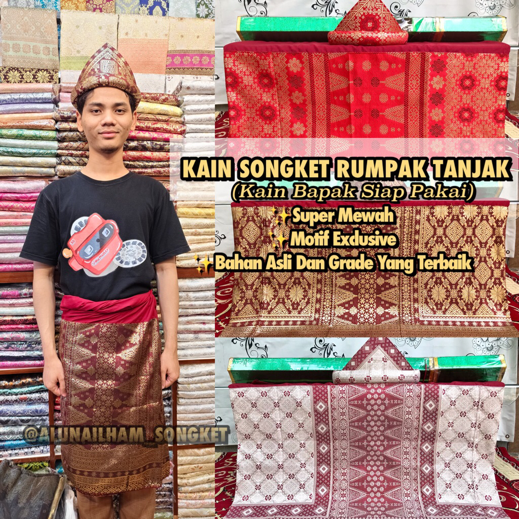 KAIN SONGKET RUMPAK TANJAK(SIAP PAKAI)-ASLI TENUN MESIN(ILHAM SONGKEt)