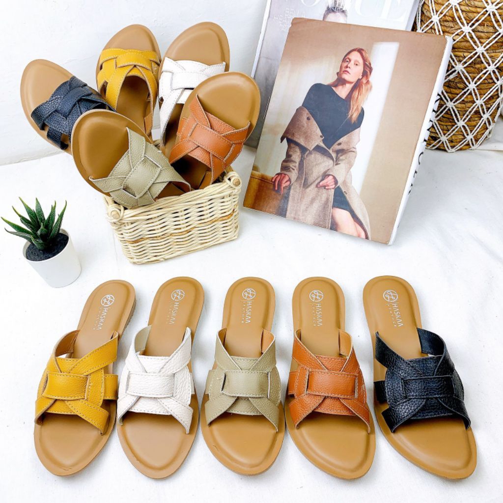 Sandal kulit asli Wanita Sandal Teplek